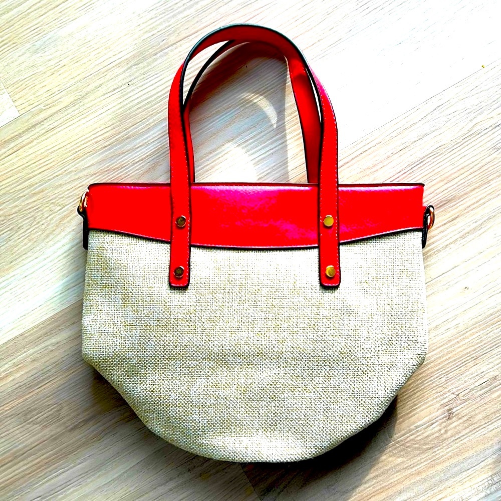 Straw-Like Boutique Handbag Natural Two Tone Orange Spring Shoulder Bag Purse